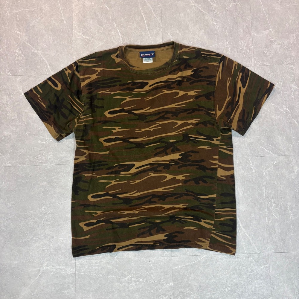 Graphite Sport Mens Tiger Stripe Camo T-Shirt XL Green Brown Camouflage Tee
